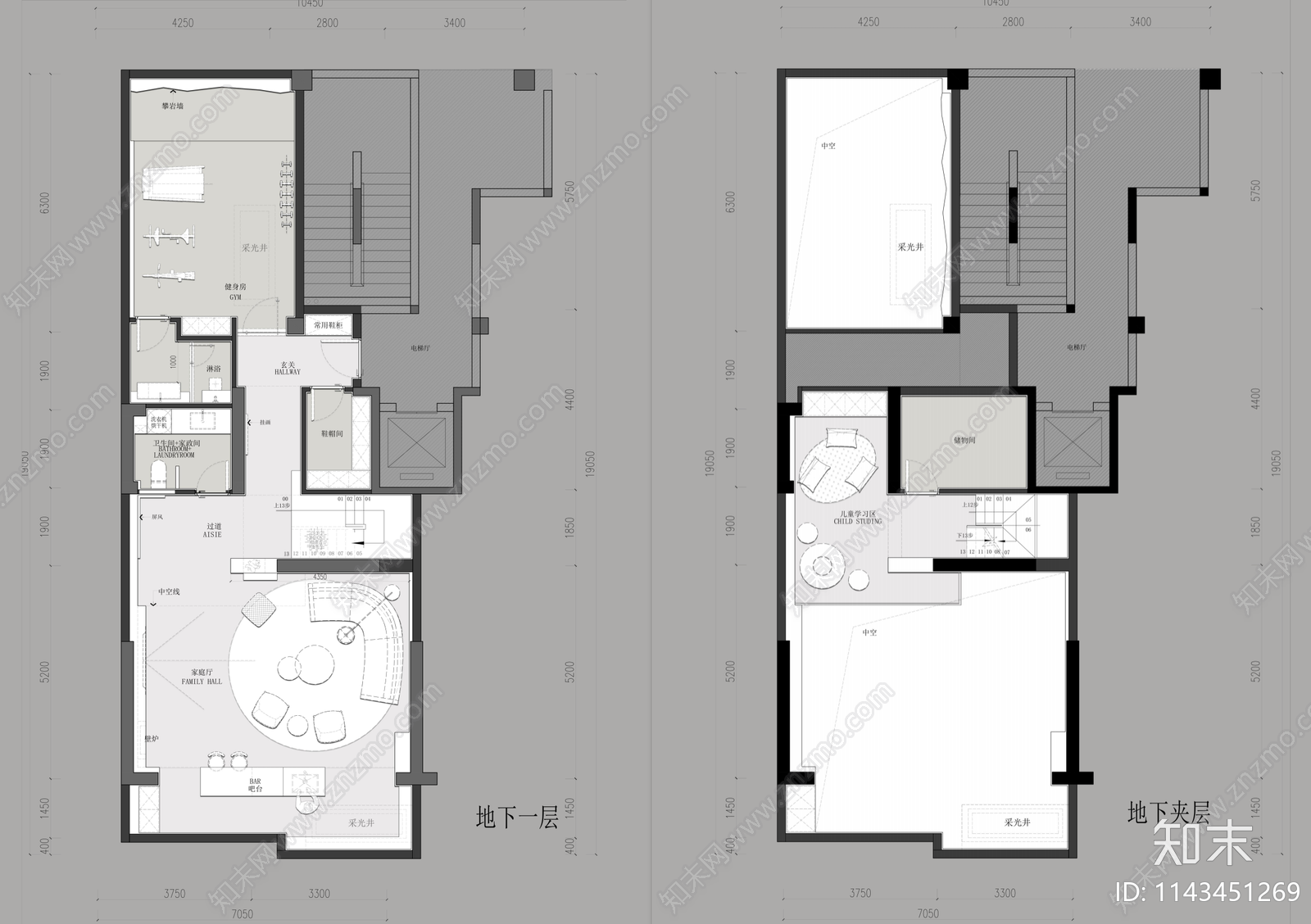 四层叠墅豪宅样板间cad施工图下载【ID:1143451269】