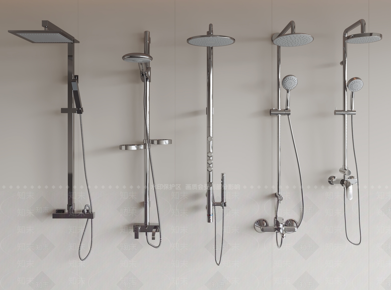 淋浴喷头3D模型下载【ID:1143454524】