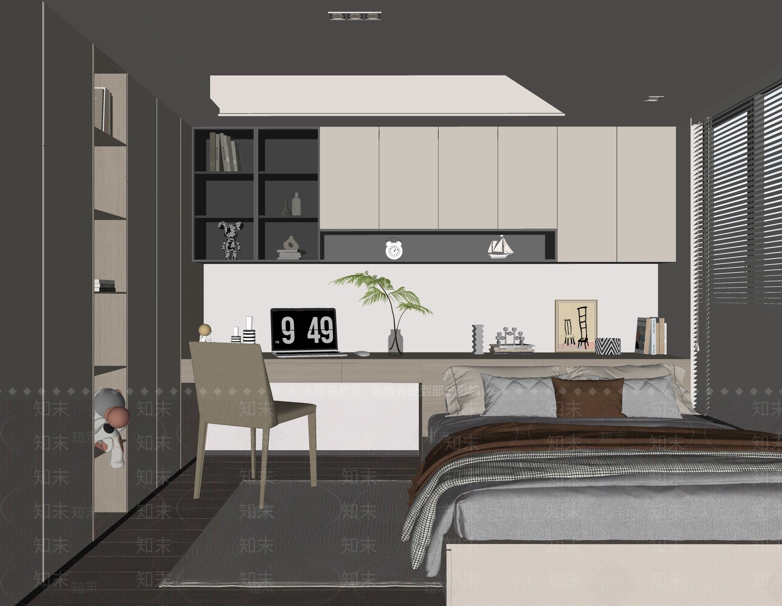 现代榻榻米卧室SU模型下载【ID:1143457145】