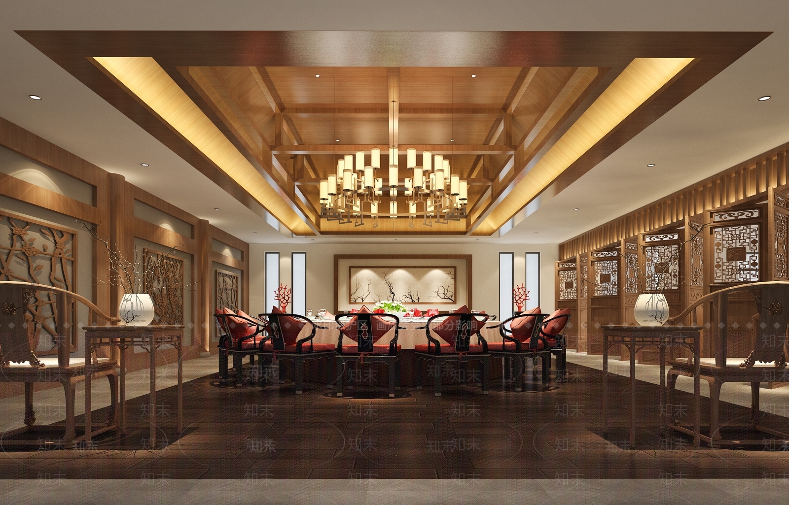 新中式中餐厅包房3D模型下载【ID:1143465514】_知末3d模型网