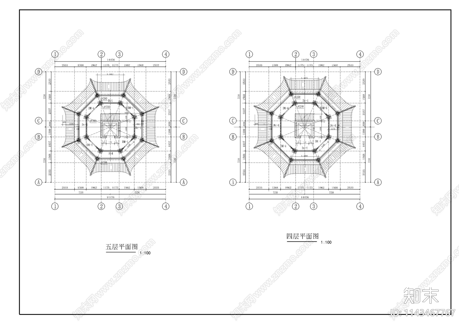 宝塔古建筑cad施工图下载【ID:1143467767】