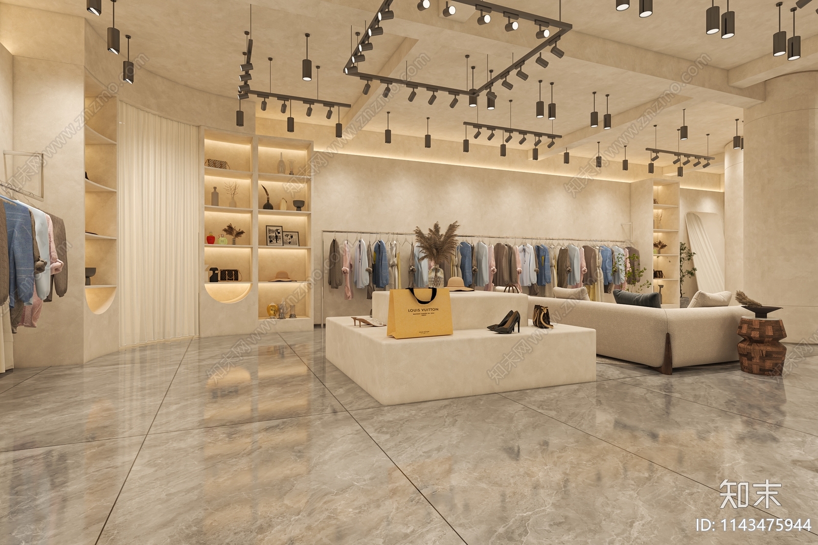 现代服装店全景3D模型下载【ID:1143475944】