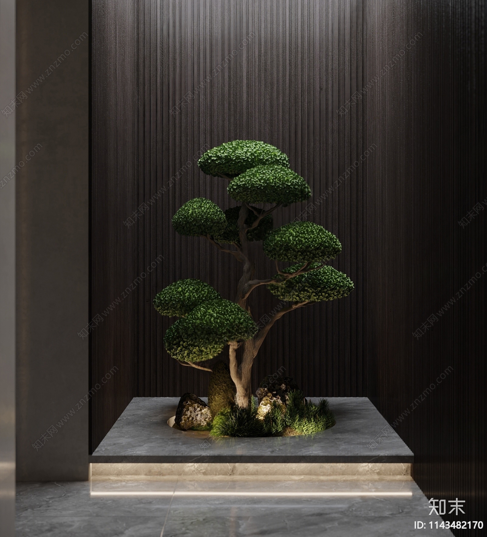 新中式松柏景观造景SU模型下载【ID:1143482170】_知末su模型网