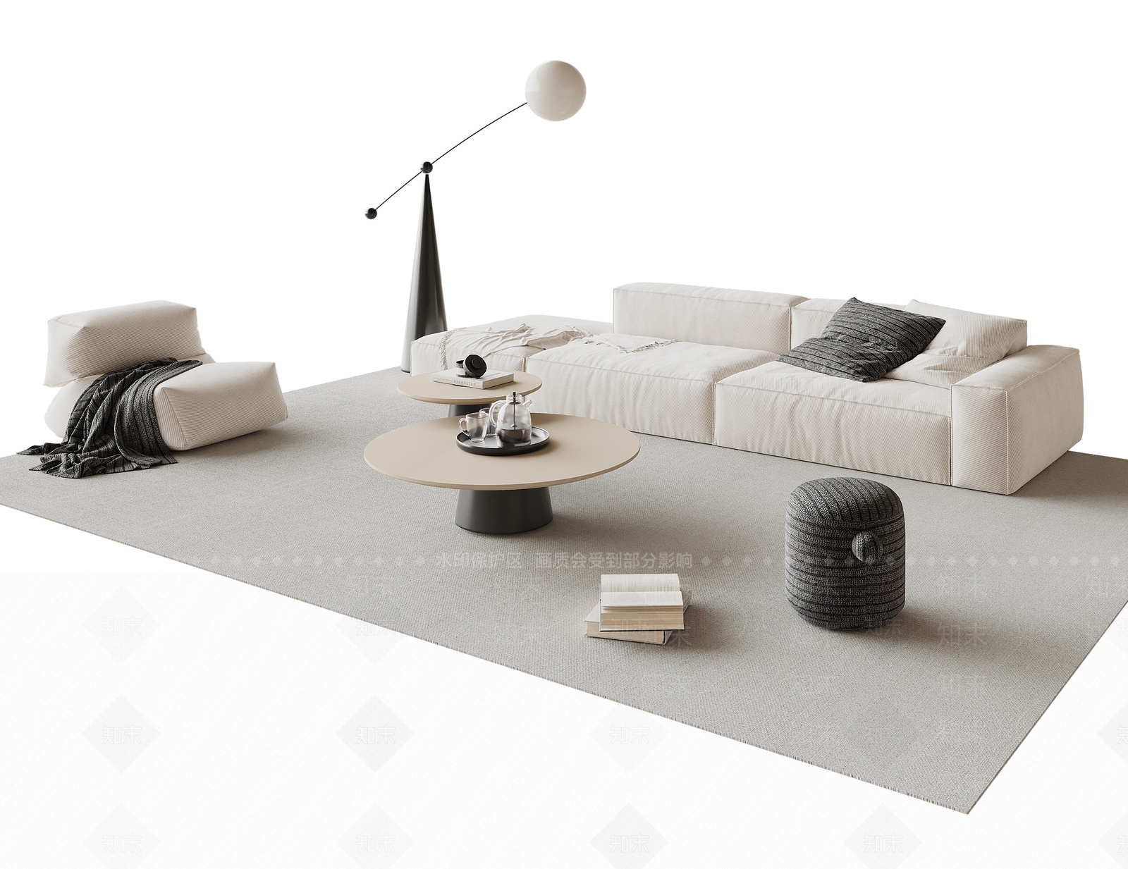 现代沙发茶几组合3D模型下载【ID:1143484211】