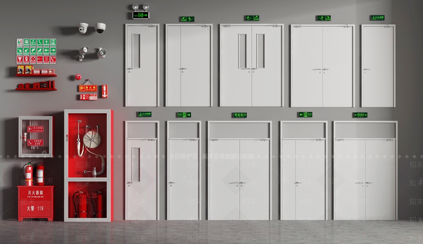 现代消防门3D模型下载【ID:1143486032】