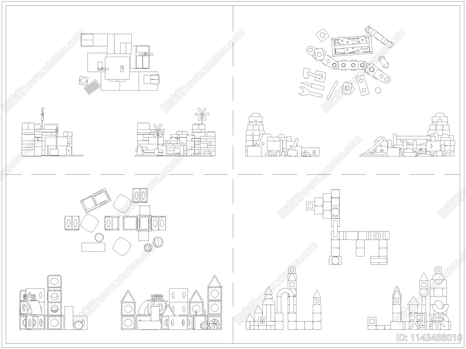 儿童玩具积木乐高施工图下载【ID:1143488010】