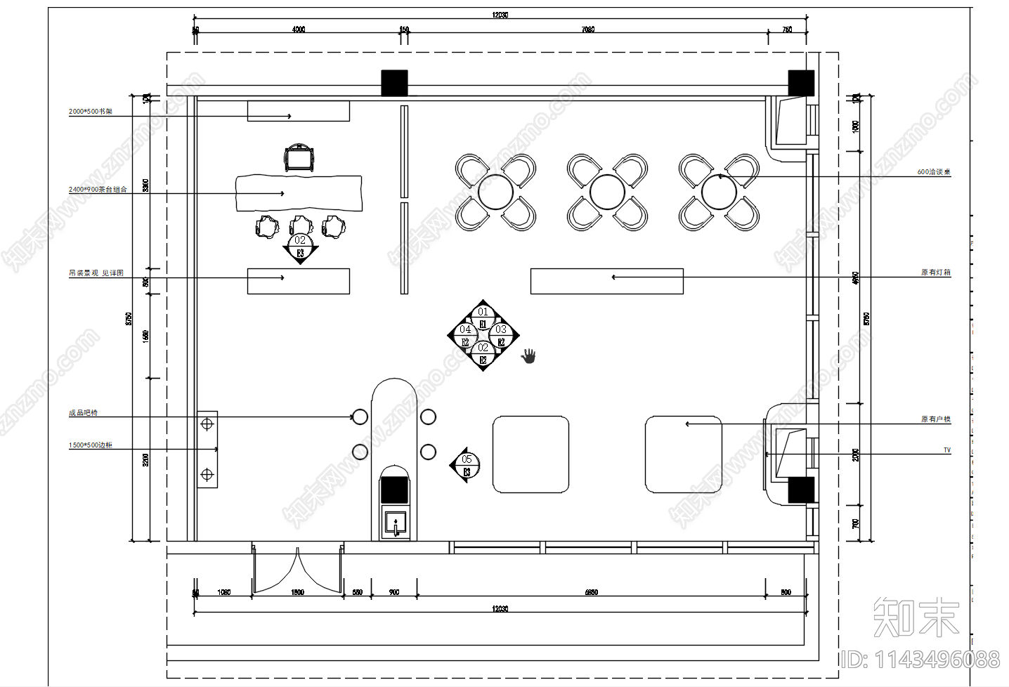 售楼部室内cad施工图下载【ID:1143496088】