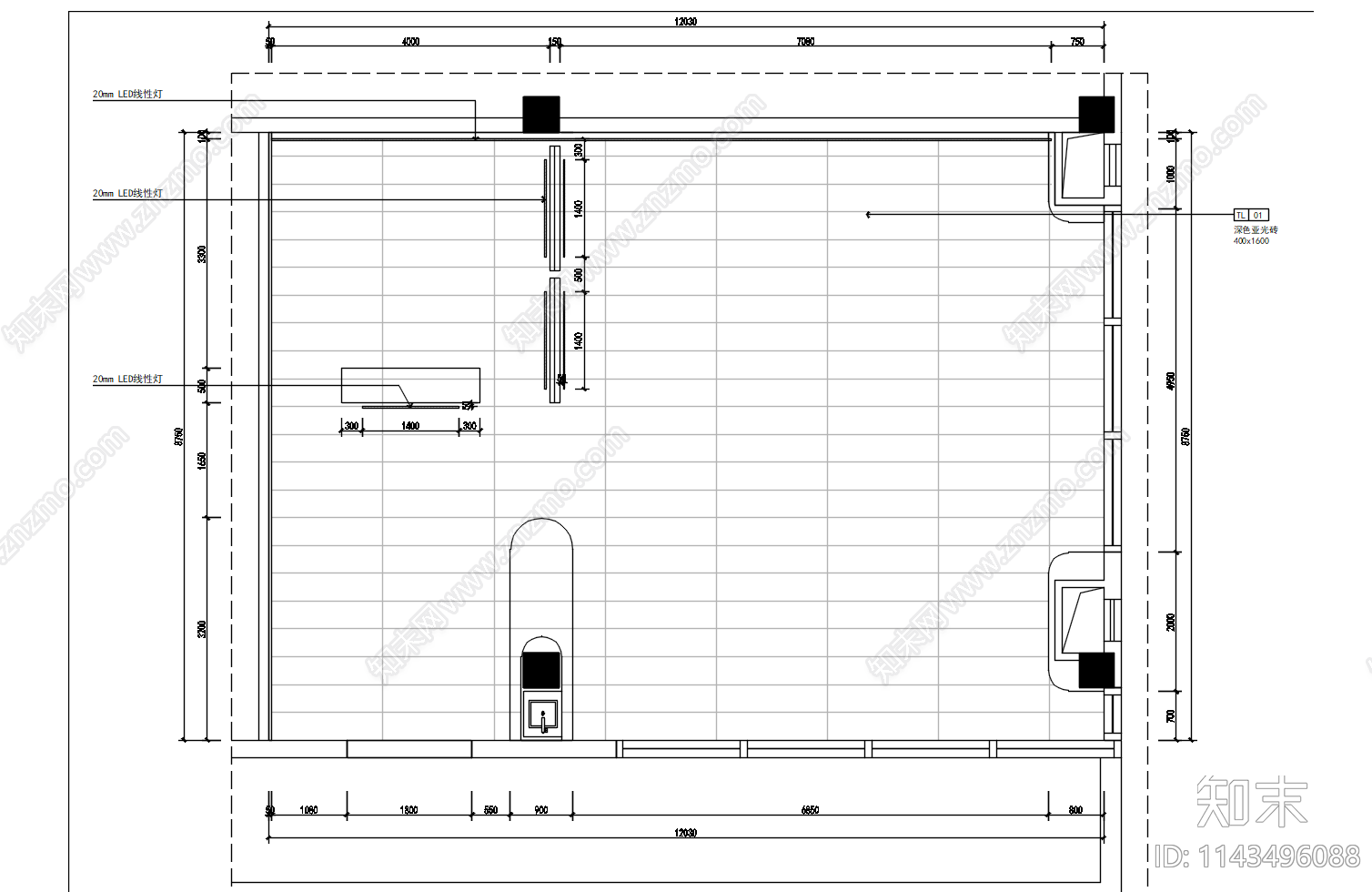 售楼部室内cad施工图下载【ID:1143496088】