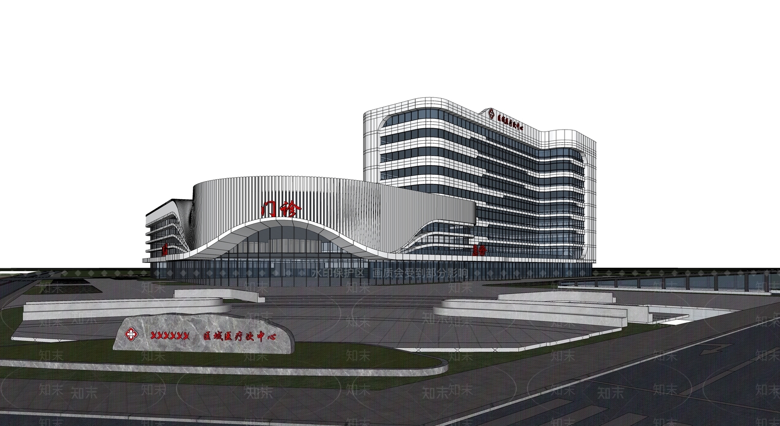 现代医疗建筑SU模型下载【ID:1143498841】