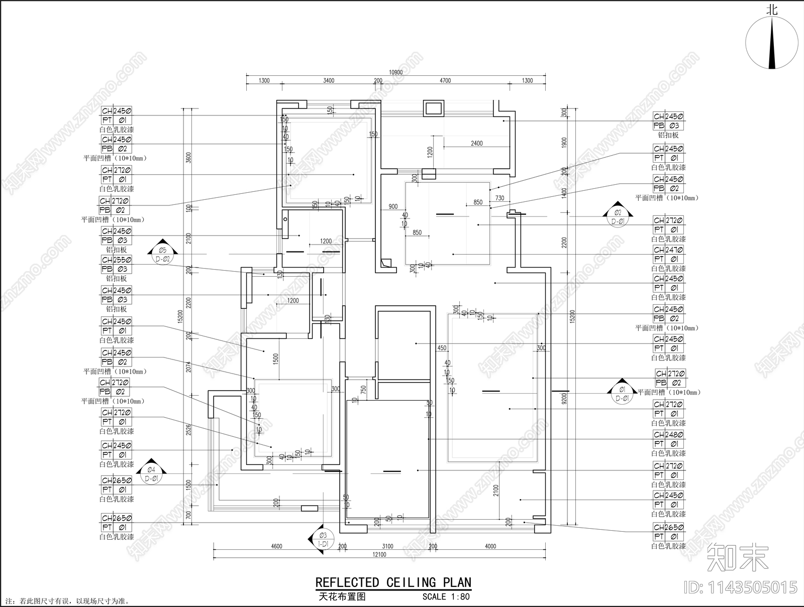 180m²大平层cad施工图下载【ID:1143505015】