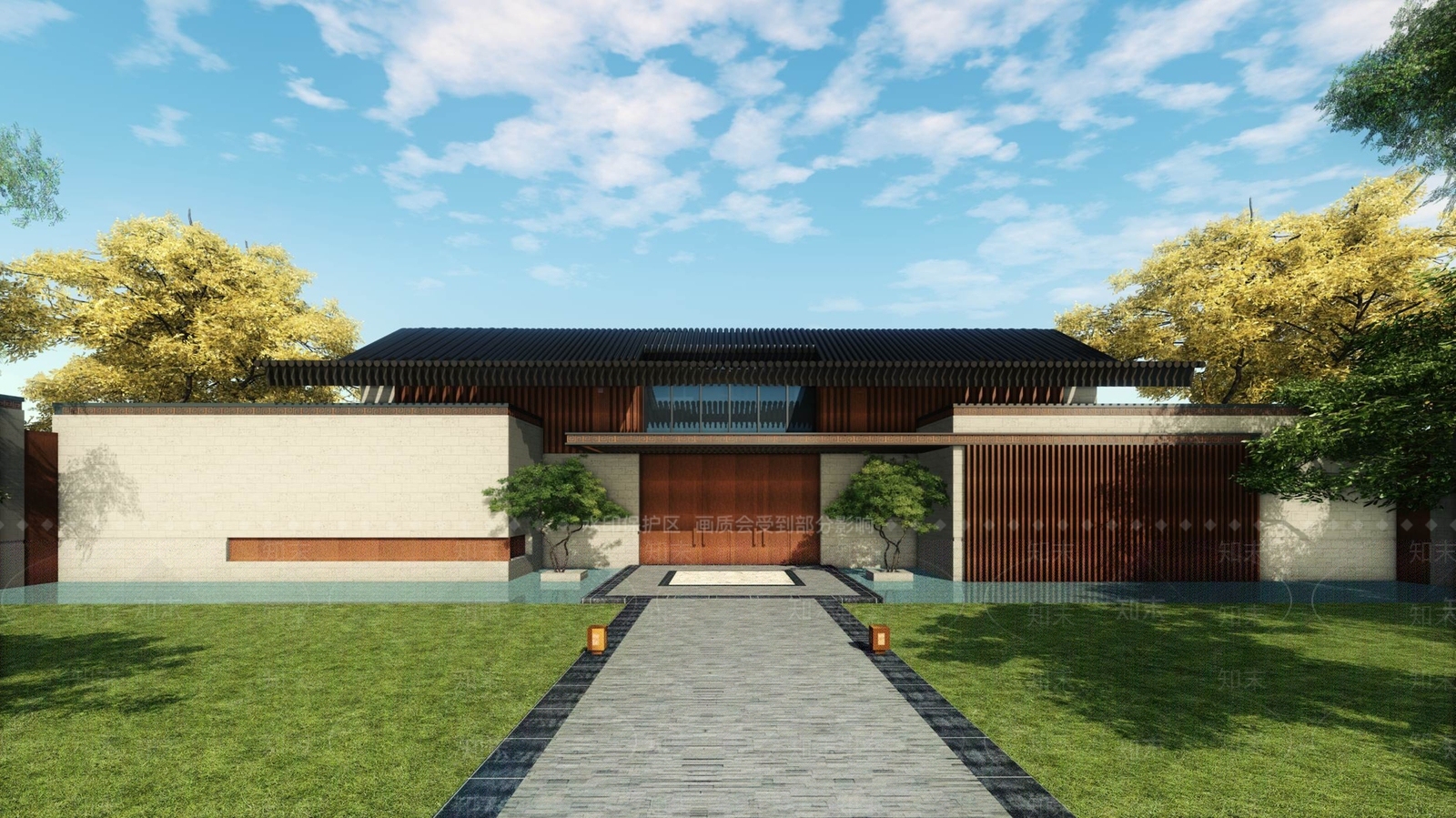 新中式售楼处建筑SU模型下载【ID:1143509173】
