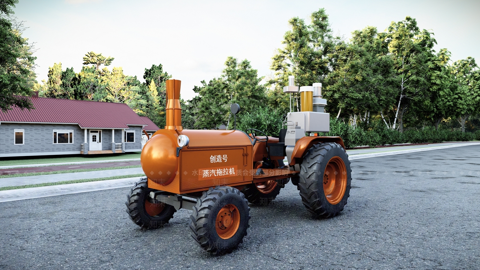 蒸汽拖拉机SU模型下载【ID:1143676453】