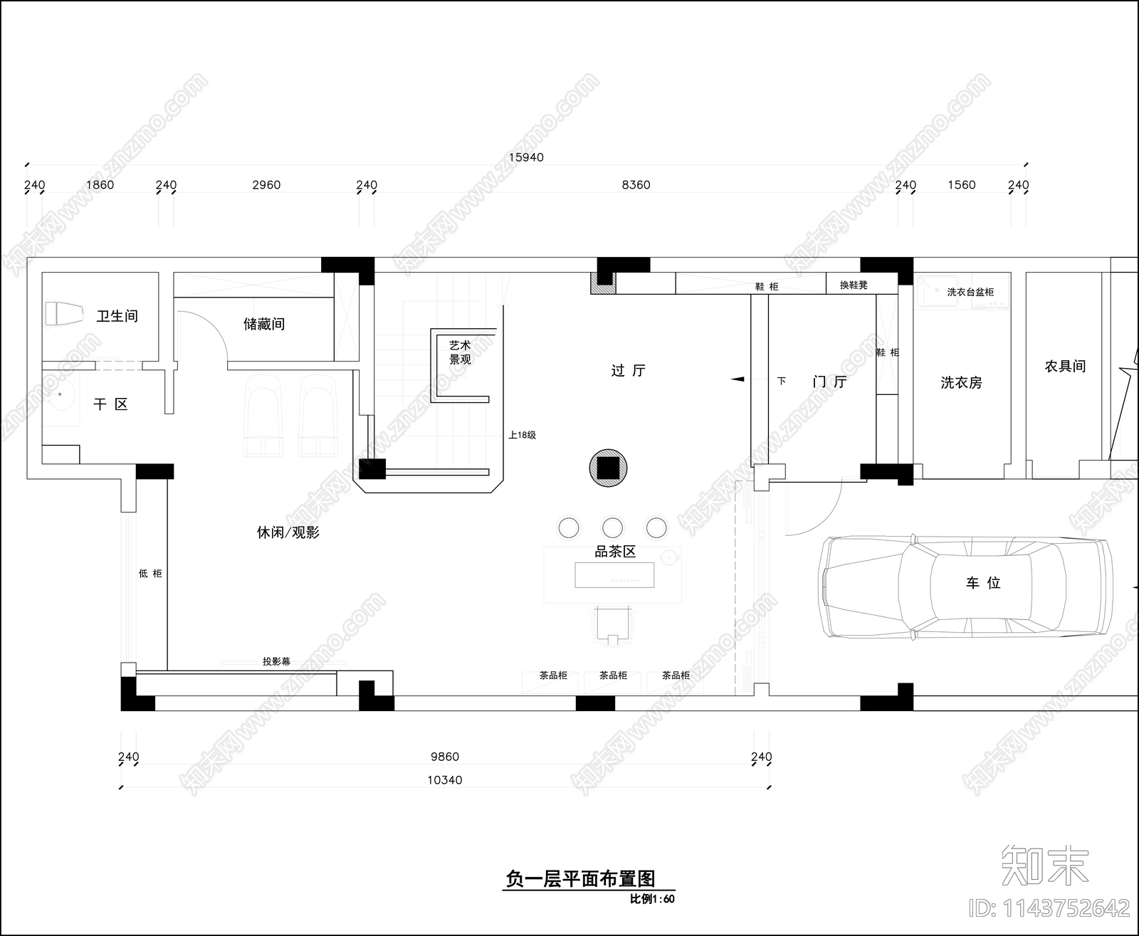 现代简约340平米四层别墅室内cad施工图下载【ID:1143752642】