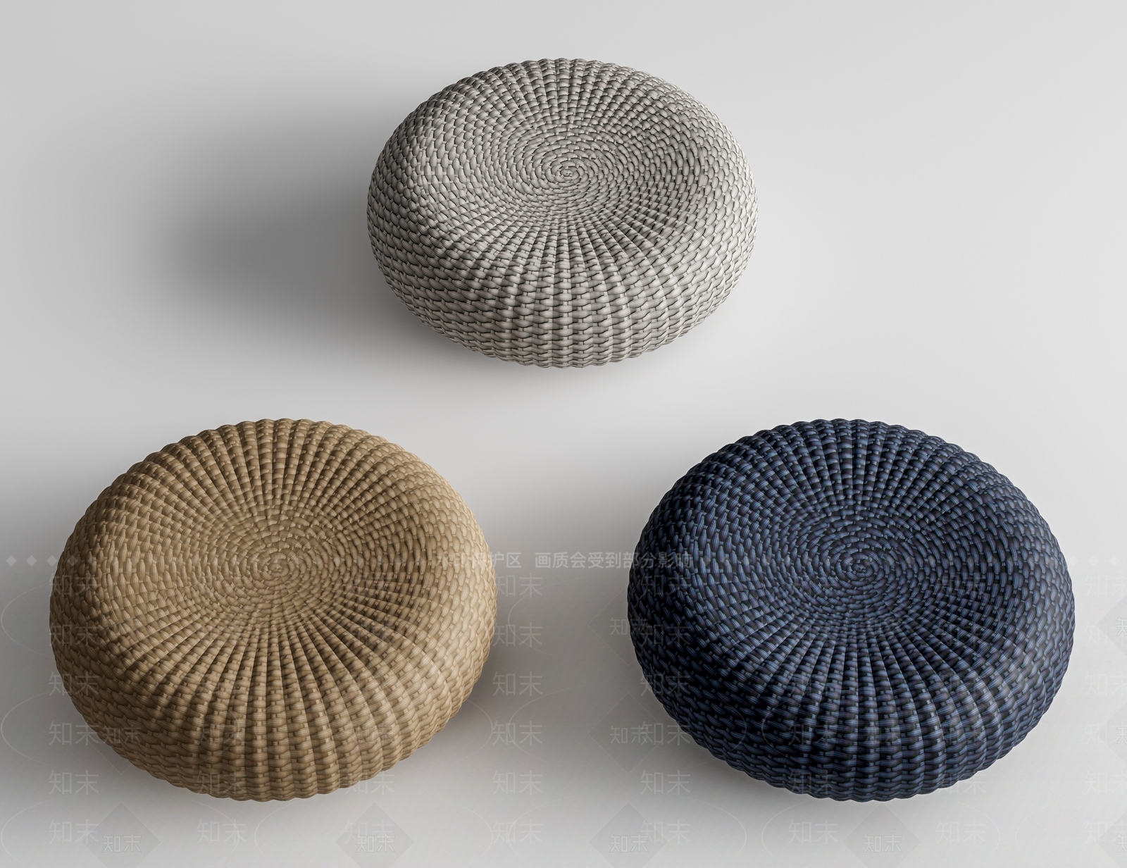日式藤编蒲团坐垫3D模型下载【ID:1143520603】