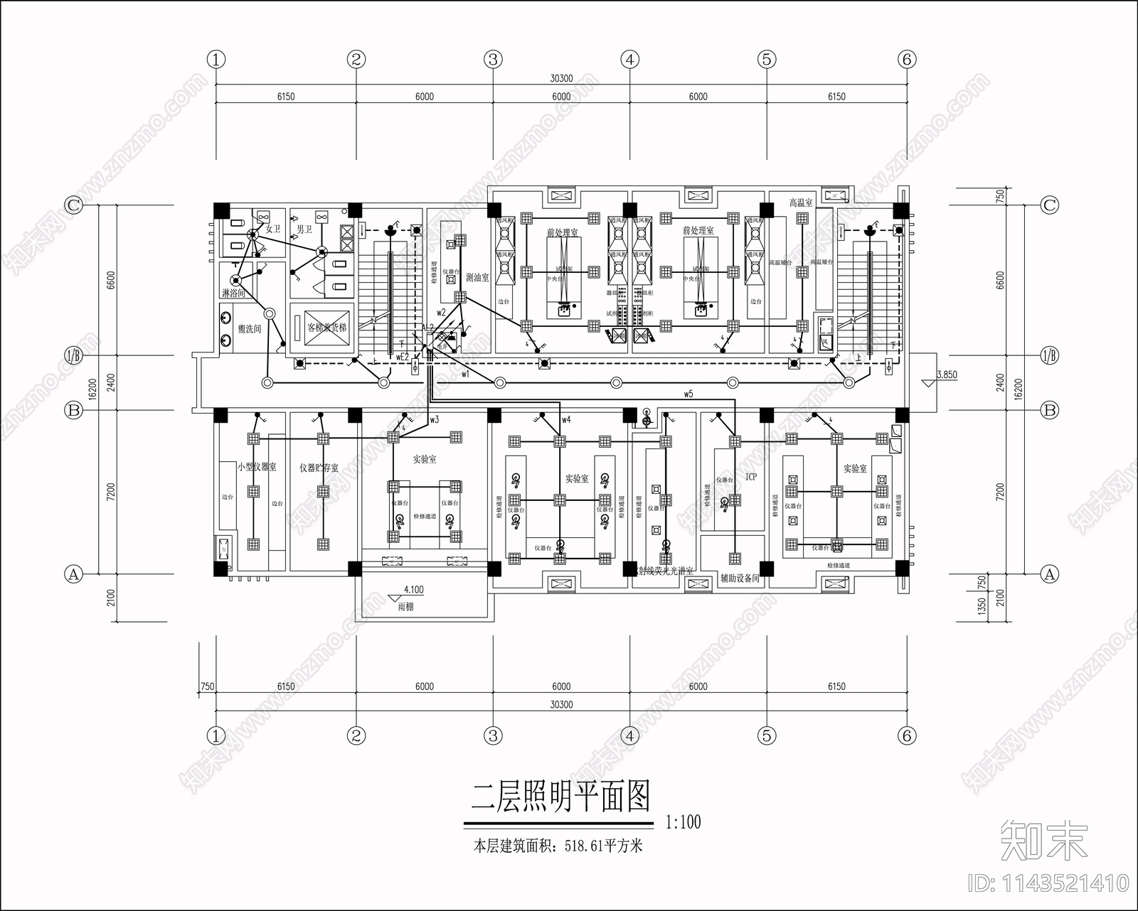 水质实验室装修电气给排水通风消防报警cad施工图下载【ID:1143521410】