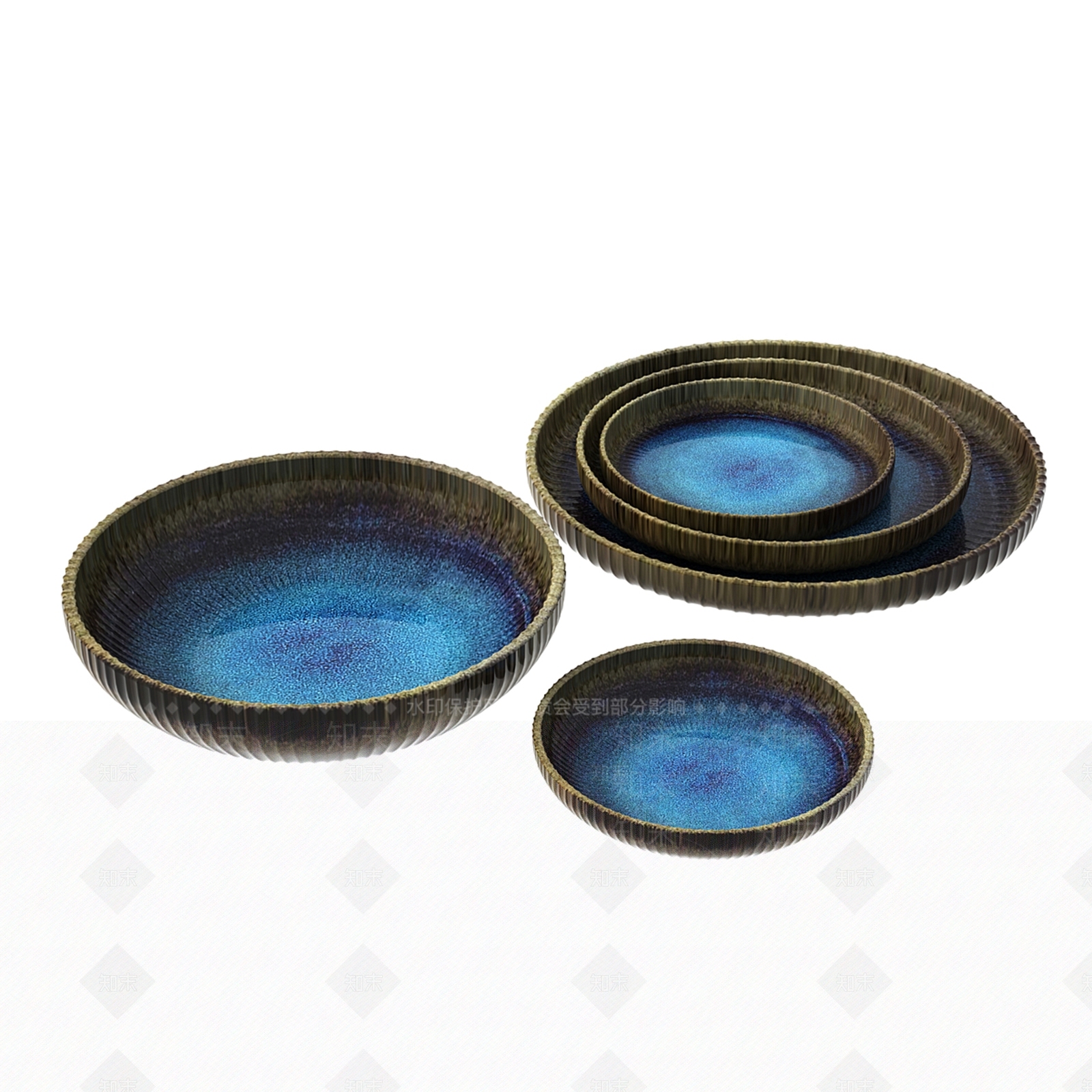 复古陶瓷餐具器皿3D模型下载【ID:1143523651】