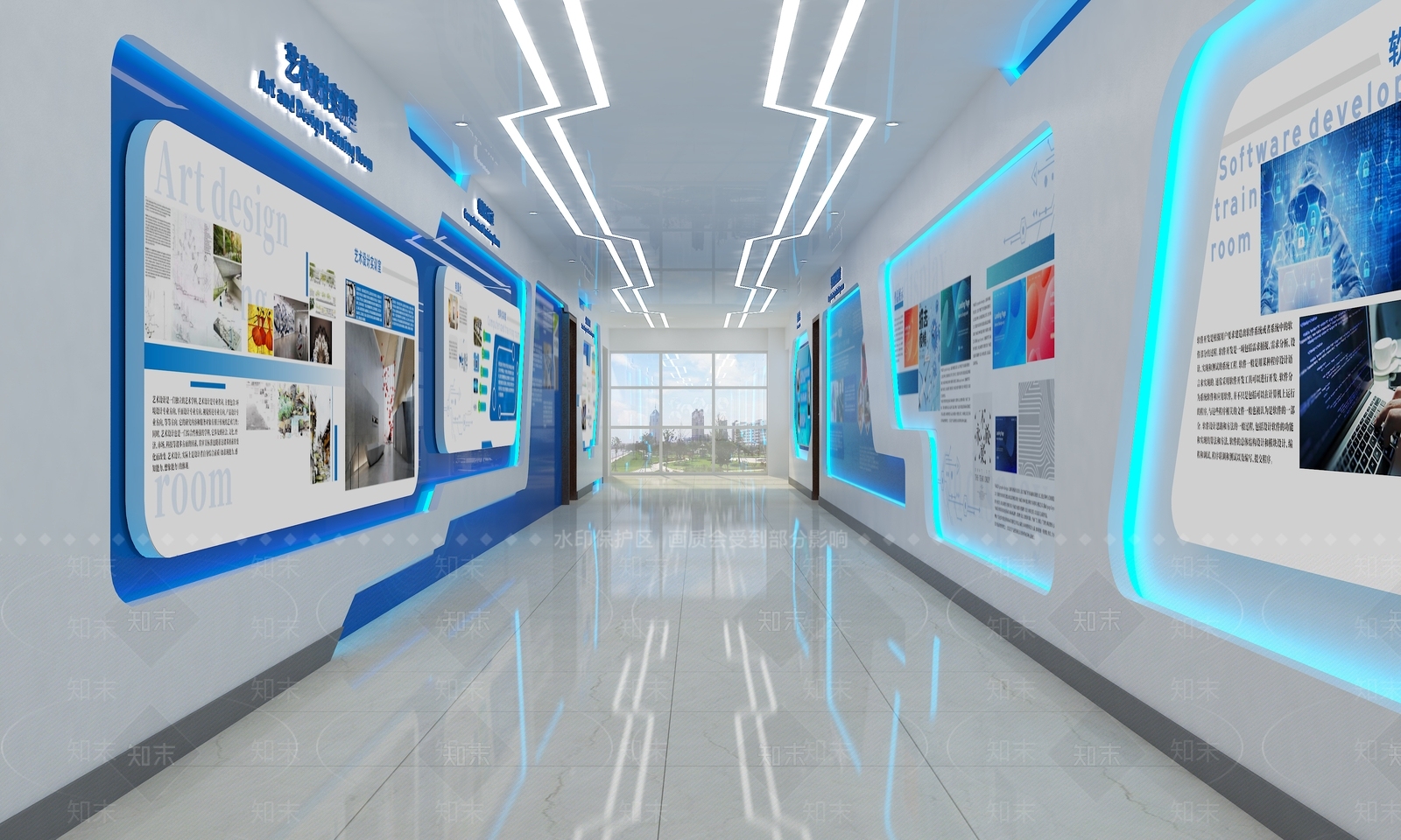 现代学校走廊3D模型下载【ID:1143524250】_知末3d模型网