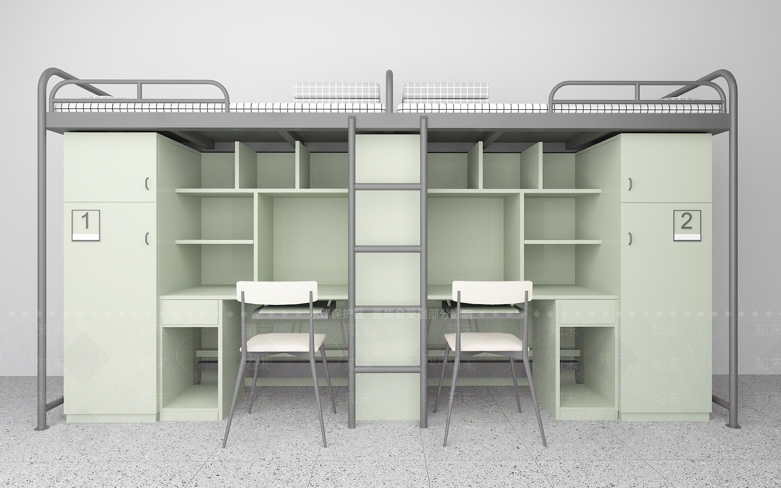 上下铺铁架床3D模型下载【ID:1143524284】