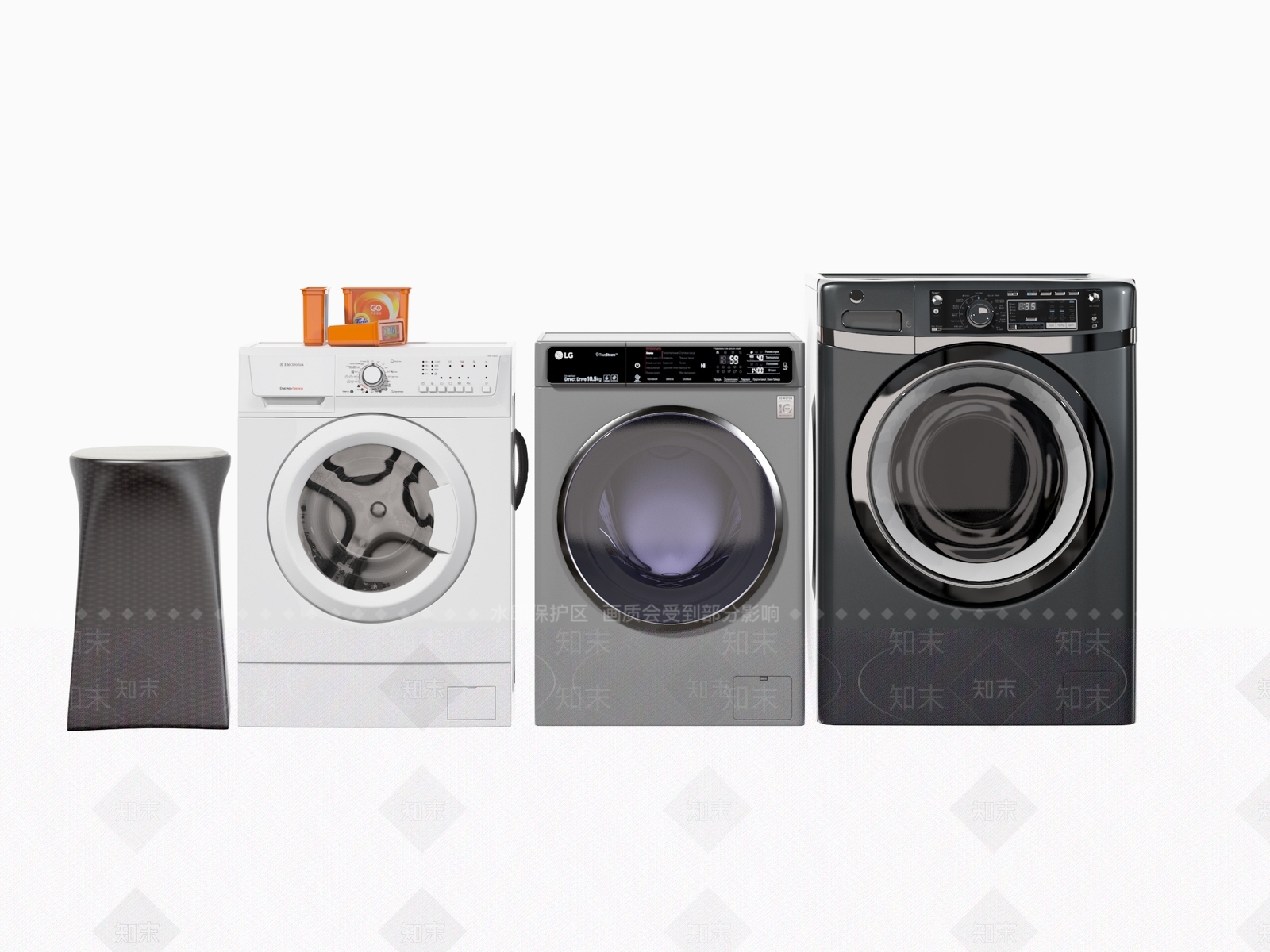 现代洗衣机烘干机3D模型下载【ID:1143525517】