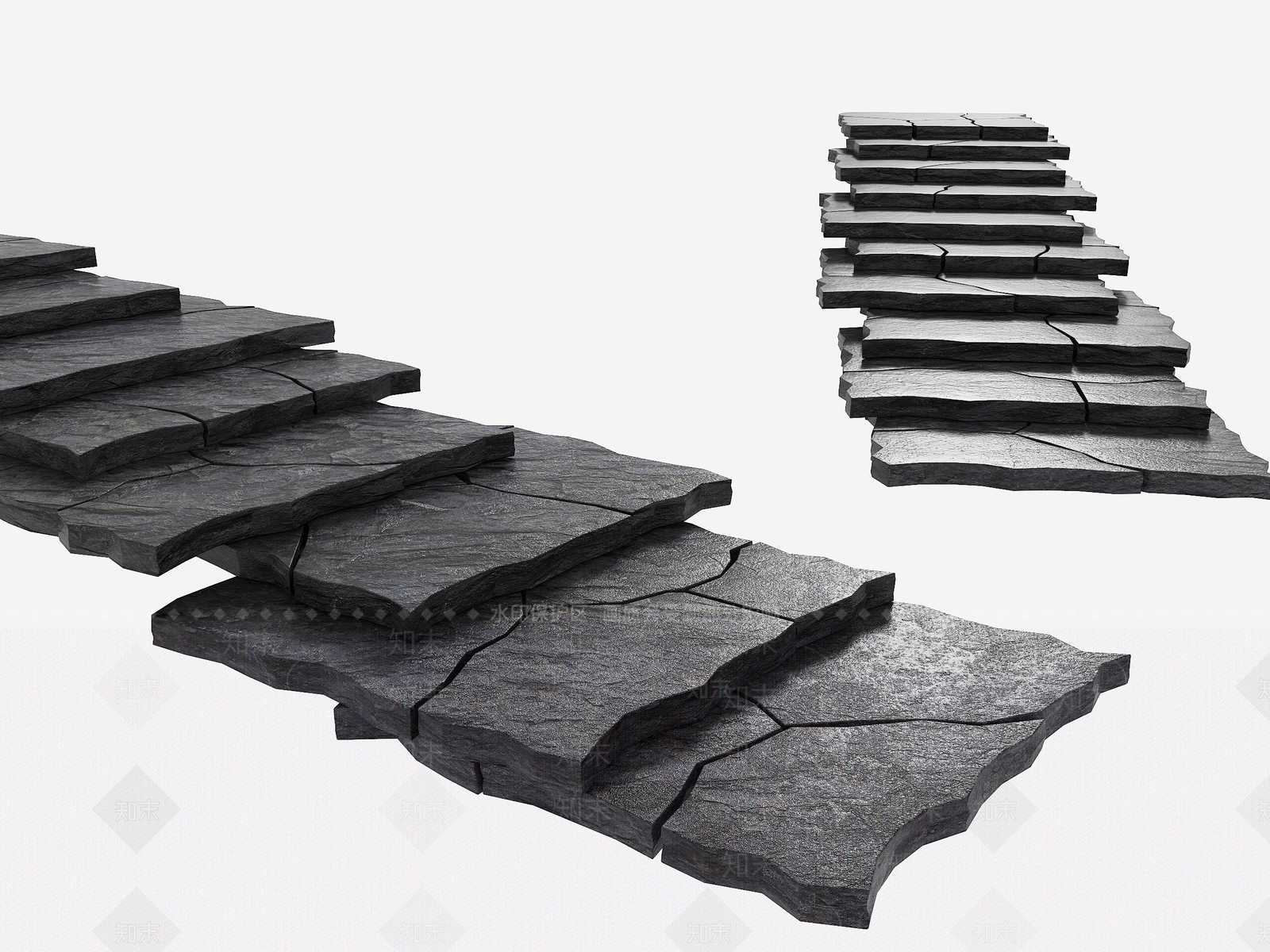 现代自然石板台阶3D模型下载【ID:1143532973】
