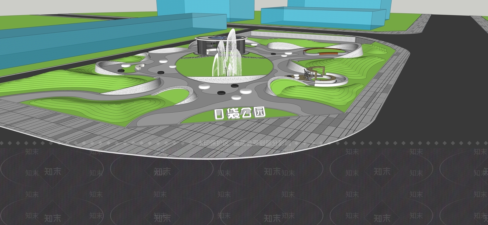现代口袋公园SU模型下载【ID:1143533486】