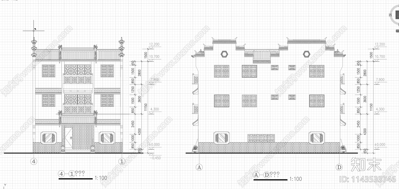 徽派别墅建筑施工图下载【ID:1143533746】
