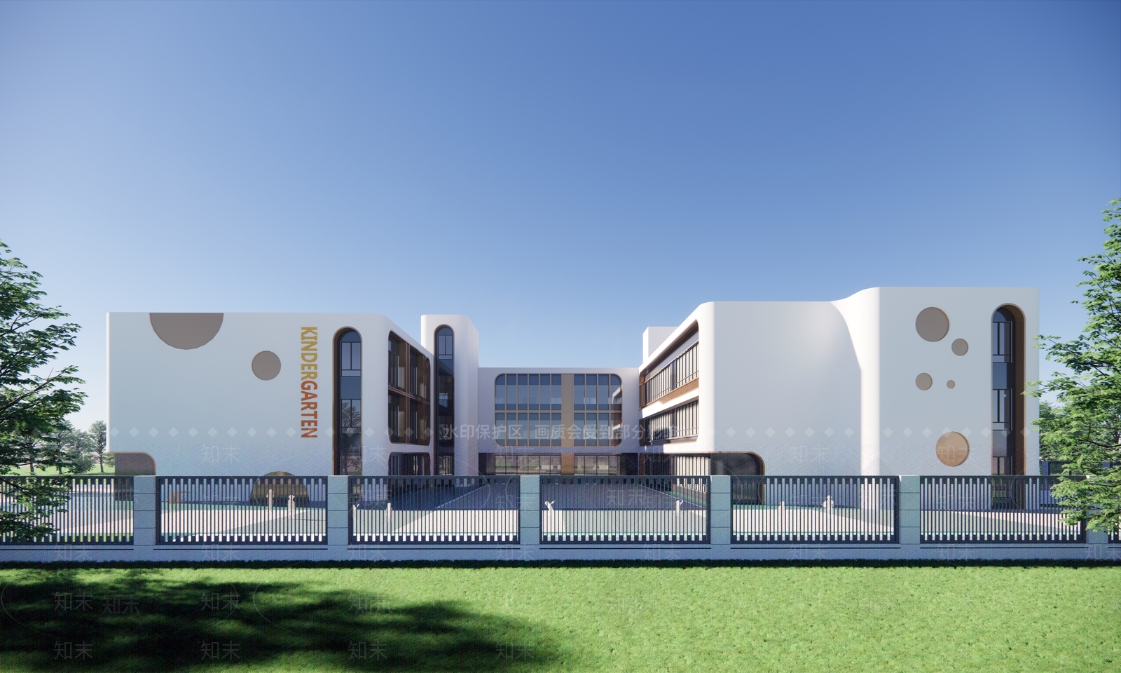 现代风格12班幼儿园SU模型下载【ID:1143546972】