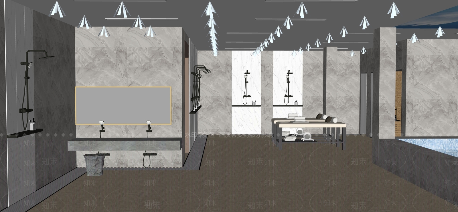 现代浴室桑拿室SU模型下载【ID:1143558115】