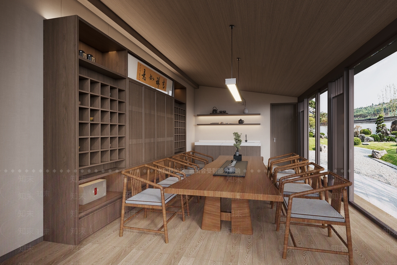 现代民宿茶室3D模型下载【ID:1143559107】