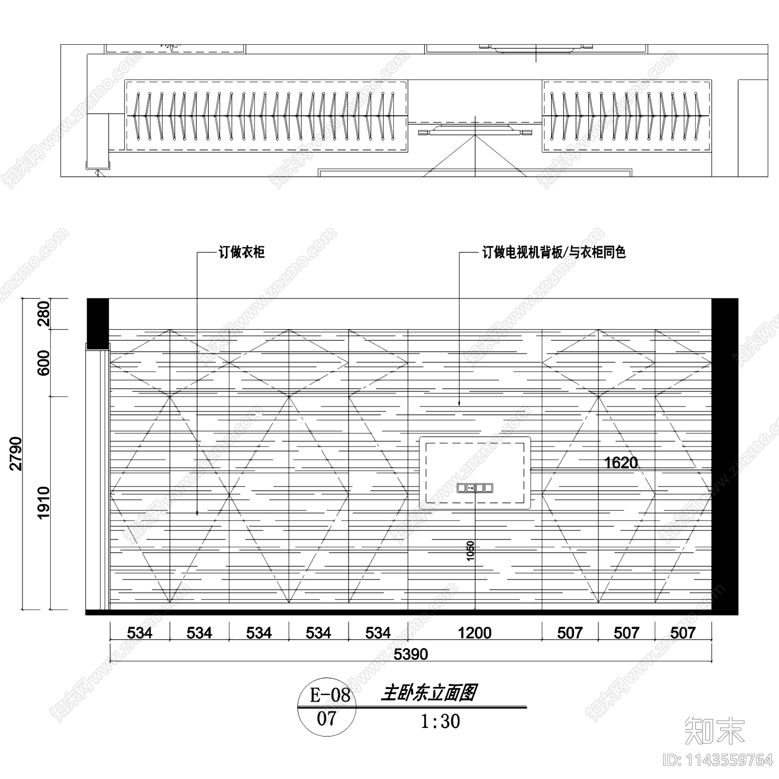 现代简约周庄大平层室内家装cad施工图下载【ID:1143559764】