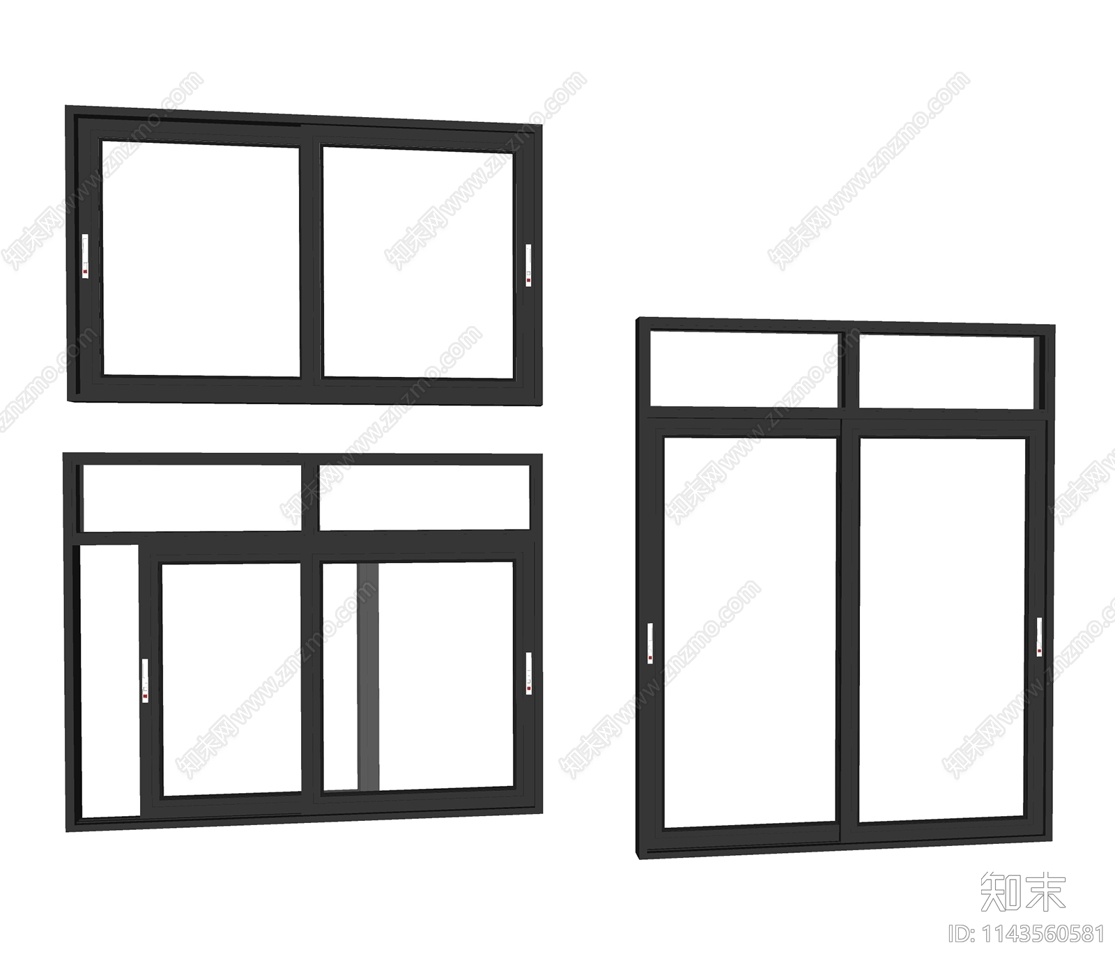 现代铝合金推拉窗SU模型下载【ID:1143560581】