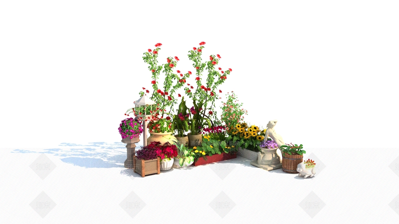 园林花草组合3D模型下载【ID:1143560902】