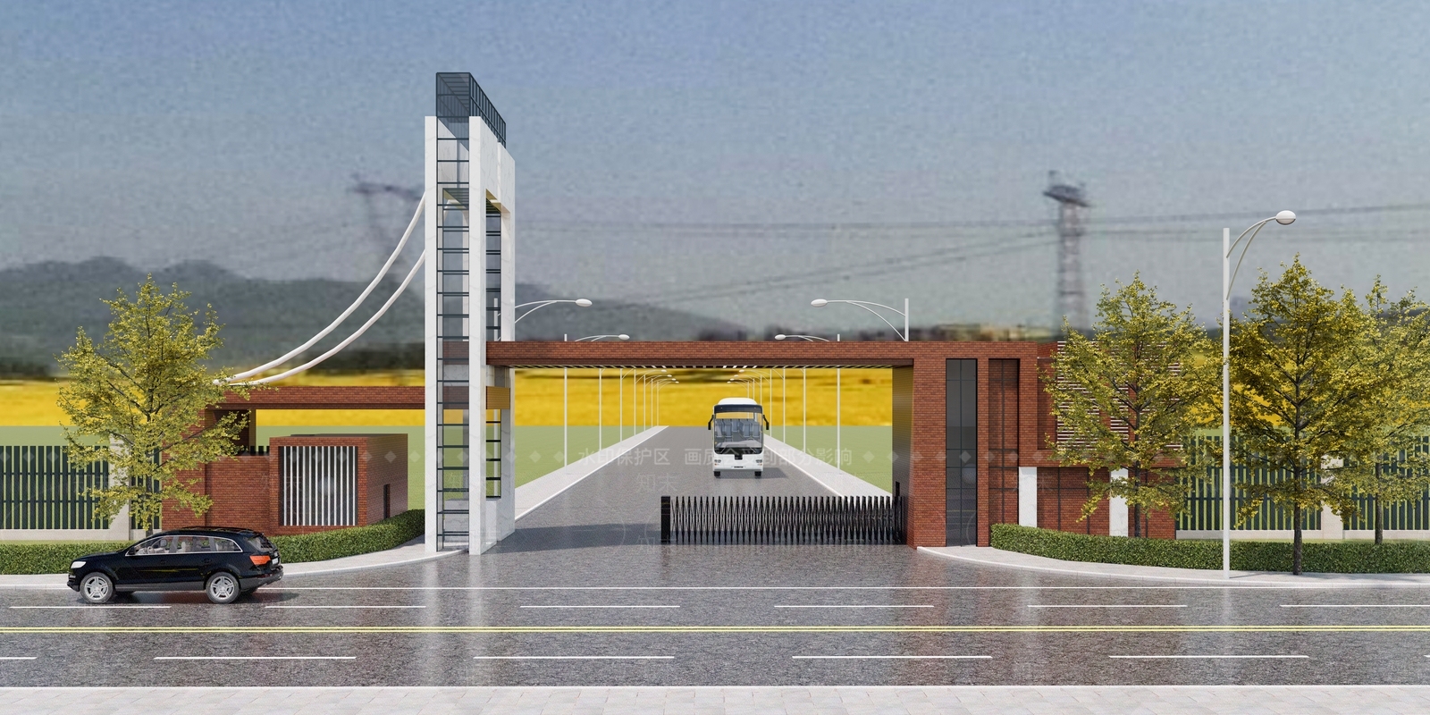 现场工厂入口大门SU模型下载【ID:1143564549】