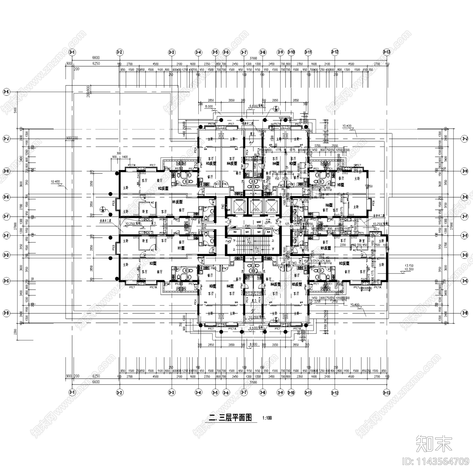 深圳利是佳商住大厦建筑cad施工图下载【ID:1143564709】