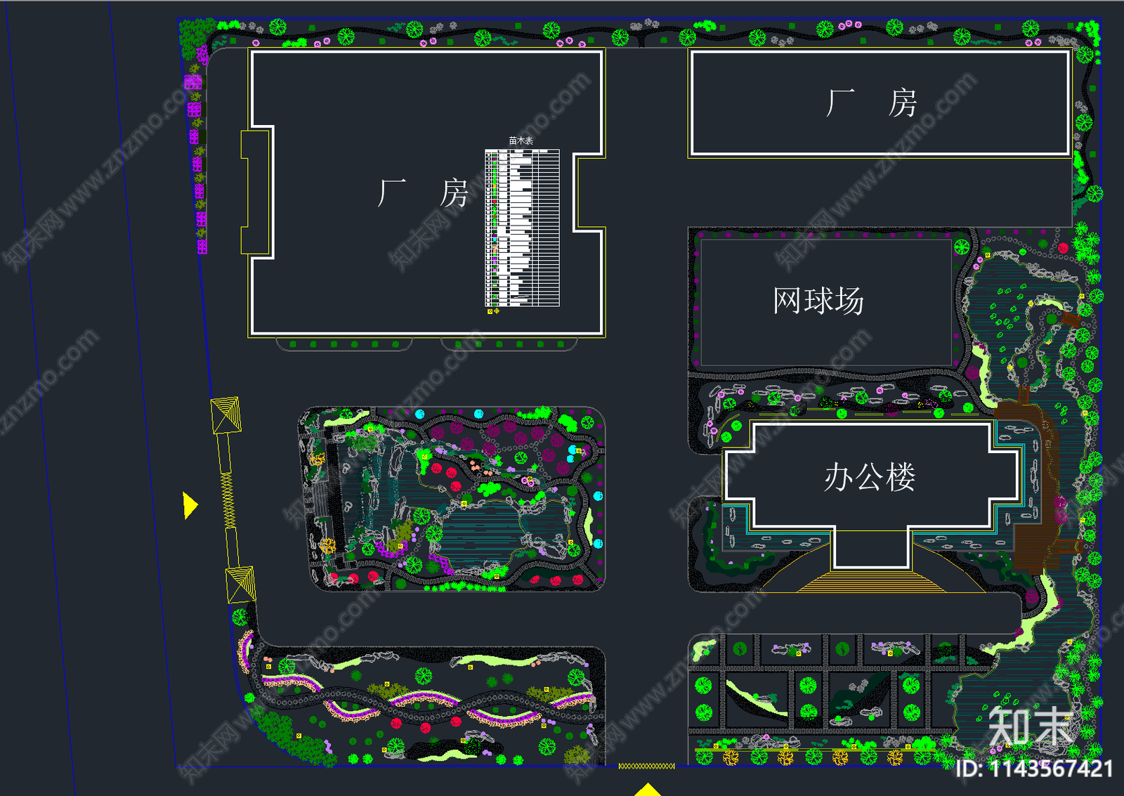 超全工业园区景观规划绿化平面图施工图下载【ID:1143567421】