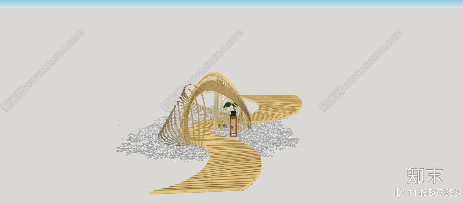 现代竹编凉亭SU模型下载【ID:1143567653】