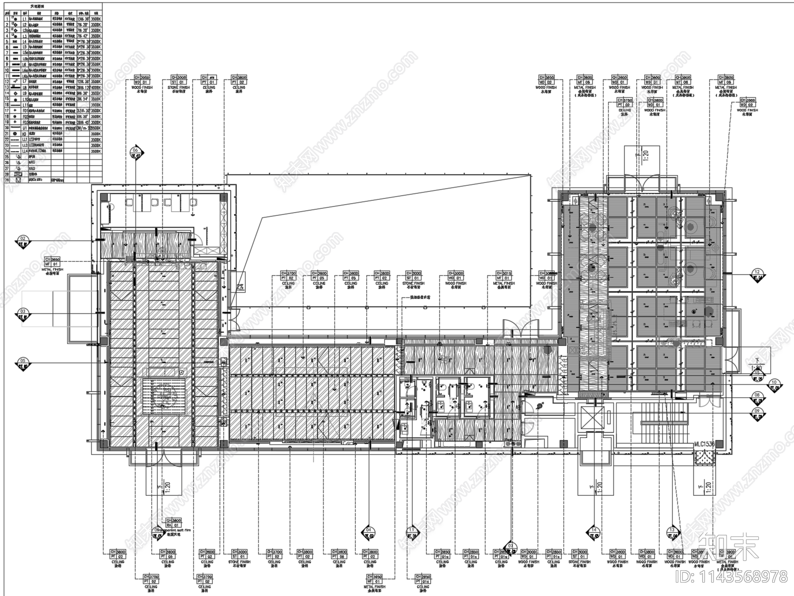 600m²南京售楼部室内装修cad施工图下载【ID:1143568978】