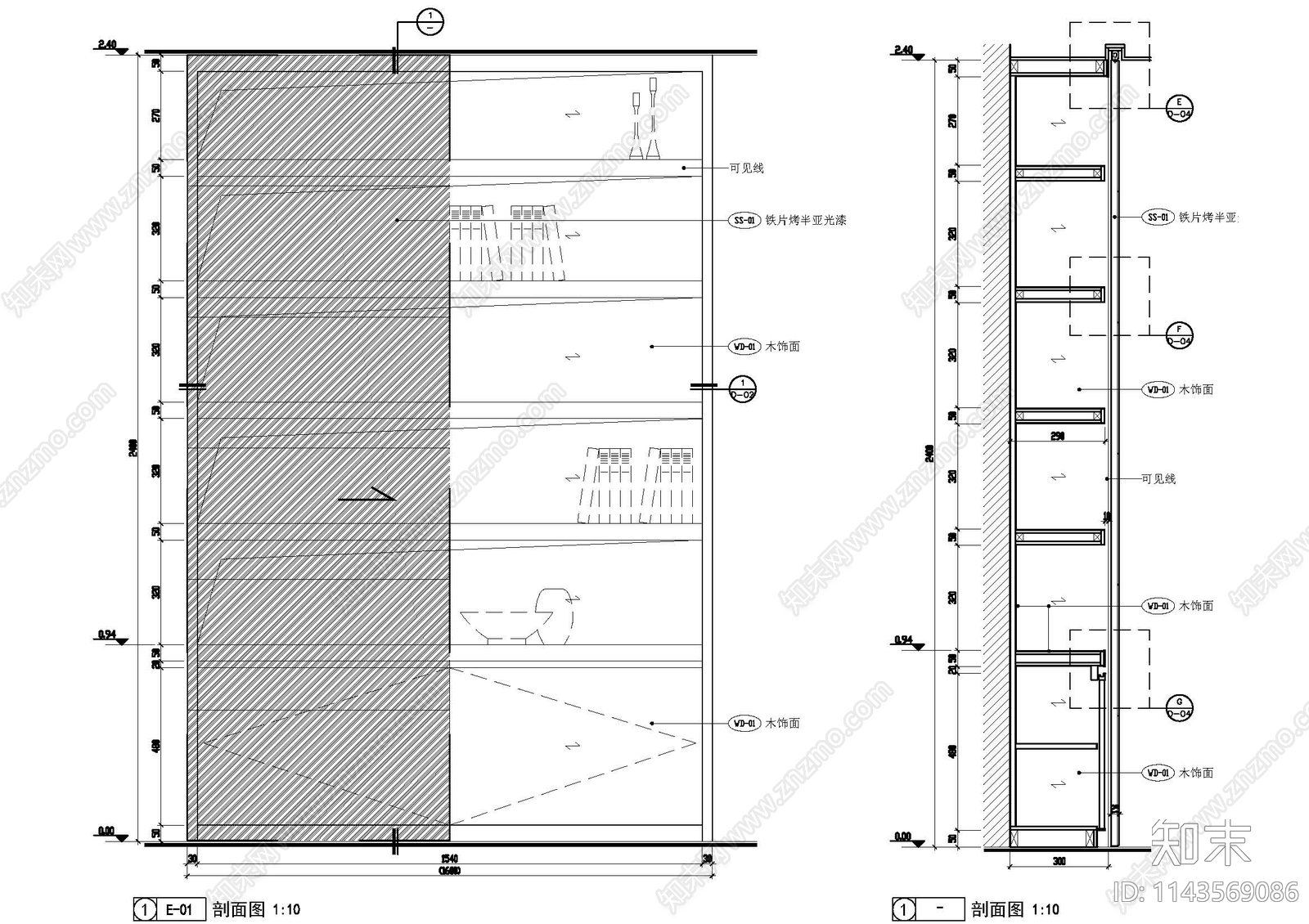 客厅墙柜大样施工图下载【ID:1143569086】