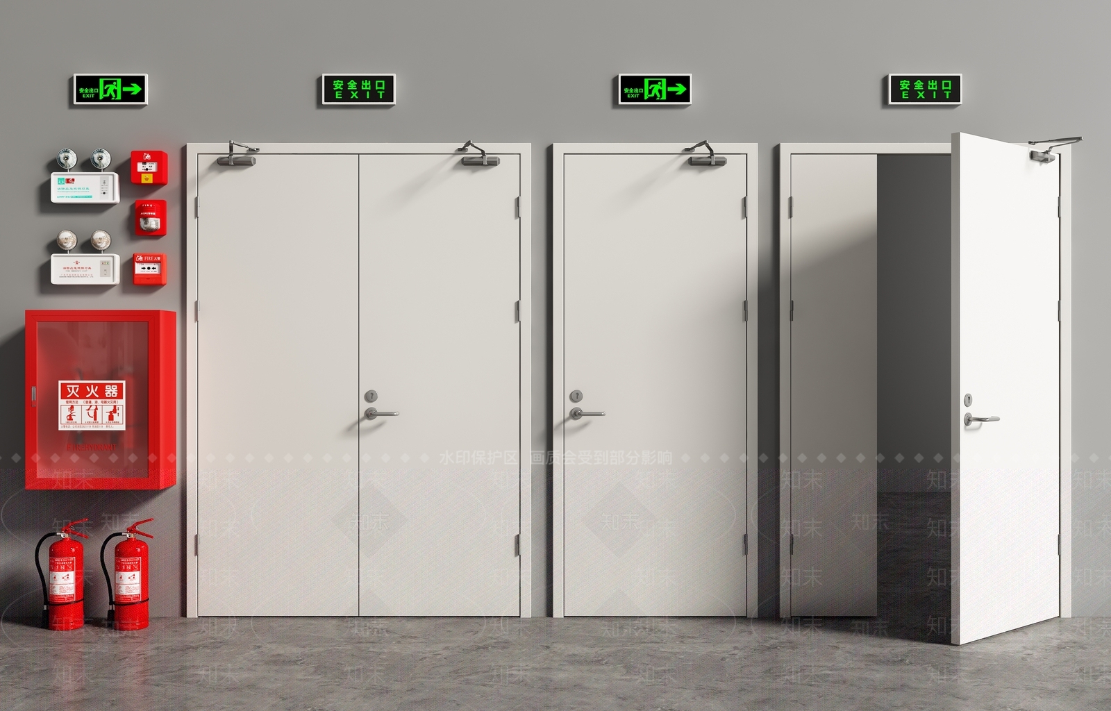 现代消防门3D模型下载【ID:1143569312】