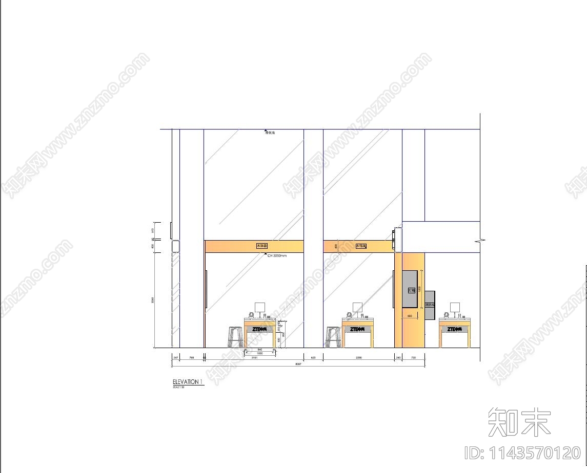 中兴手机店室内装修cad施工图下载【ID:1143570120】