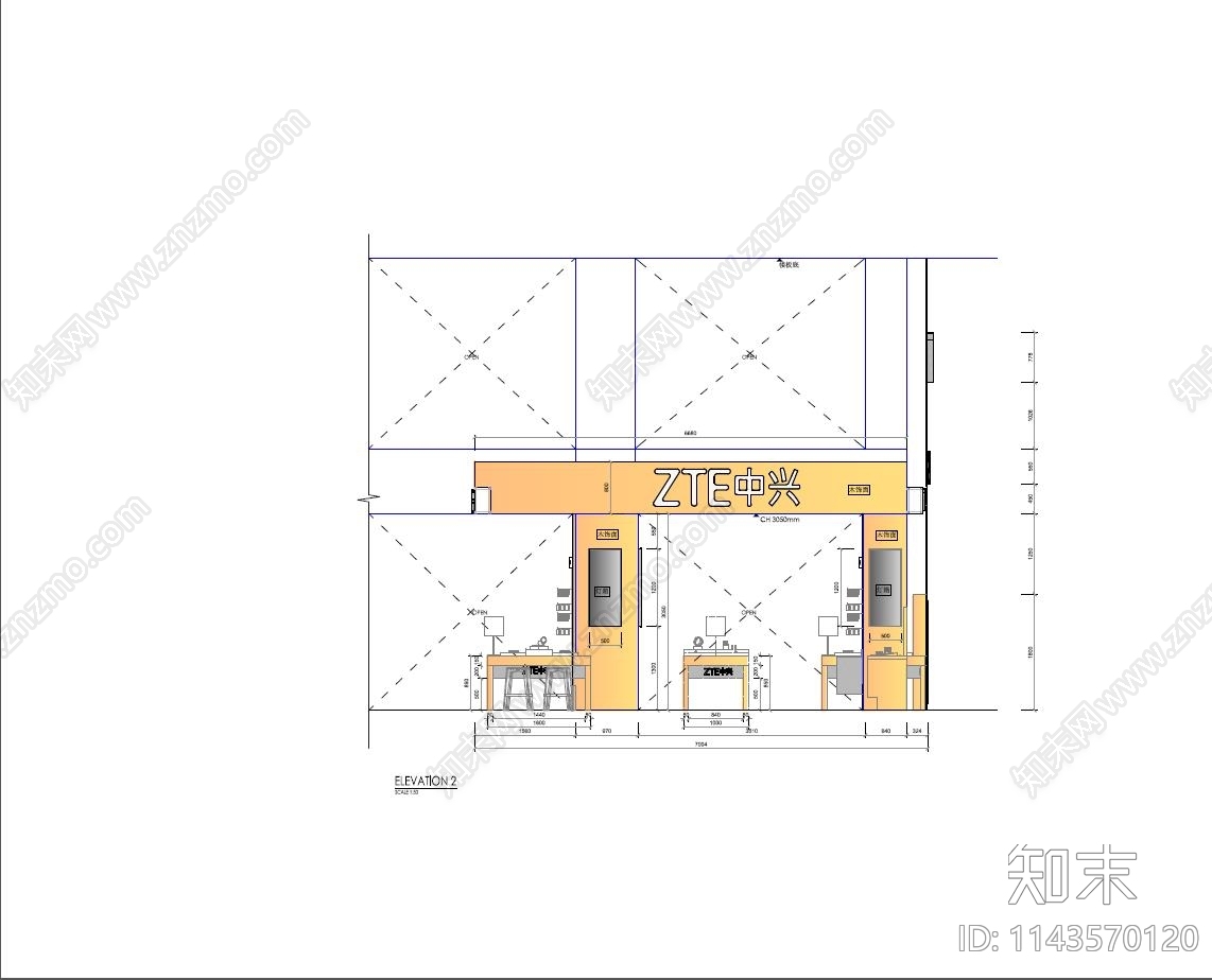 中兴手机店室内装修cad施工图下载【ID:1143570120】