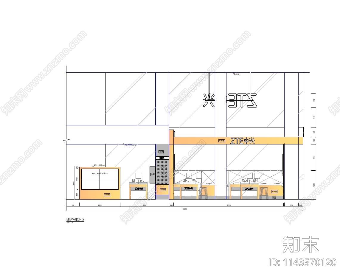 中兴手机店室内装修cad施工图下载【ID:1143570120】