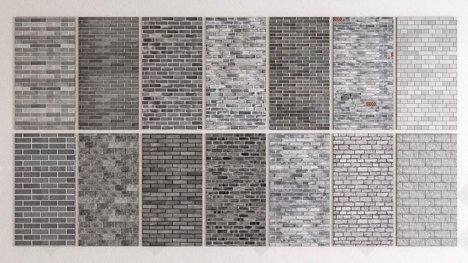 2d现代青砖墙面SU模型下载【ID:1143570187】