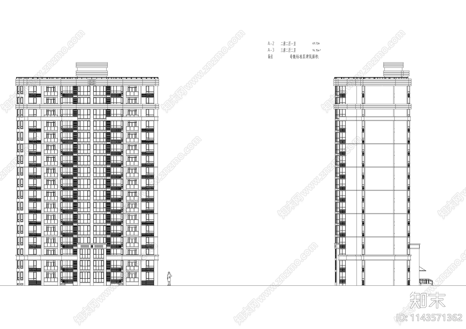 住宅区建筑cad施工图下载【ID:1143571362】