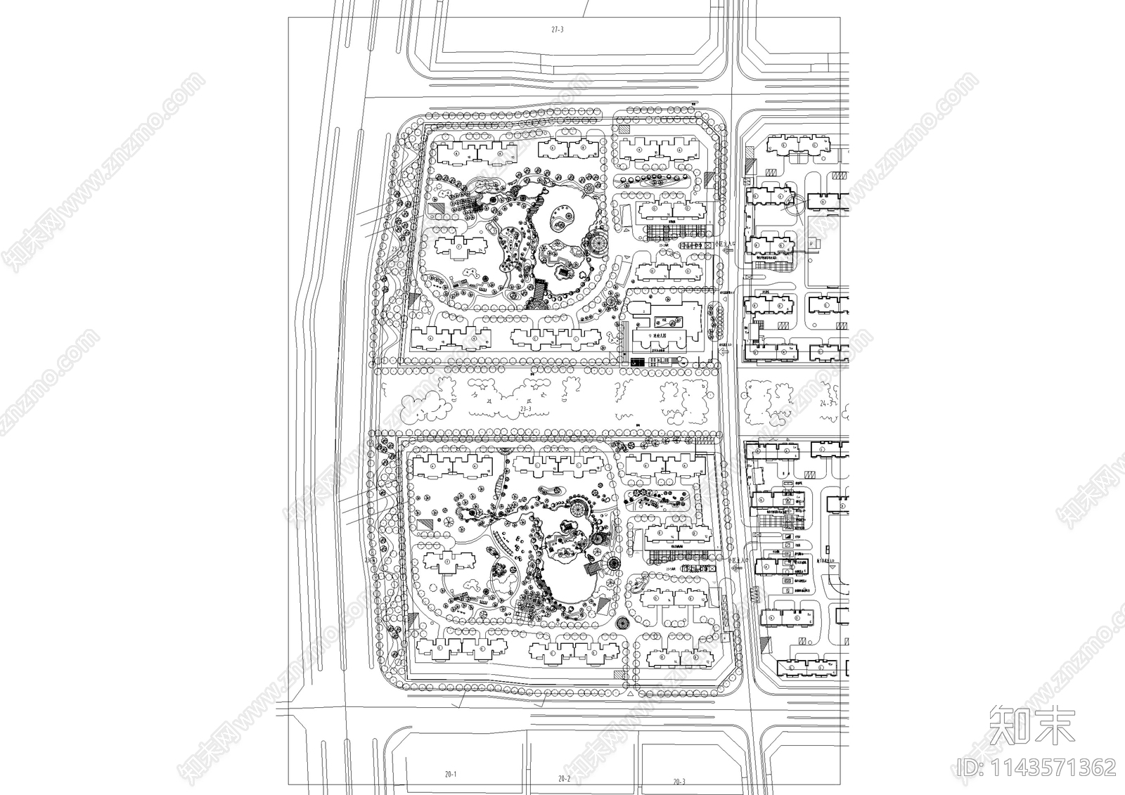 住宅区建筑cad施工图下载【ID:1143571362】