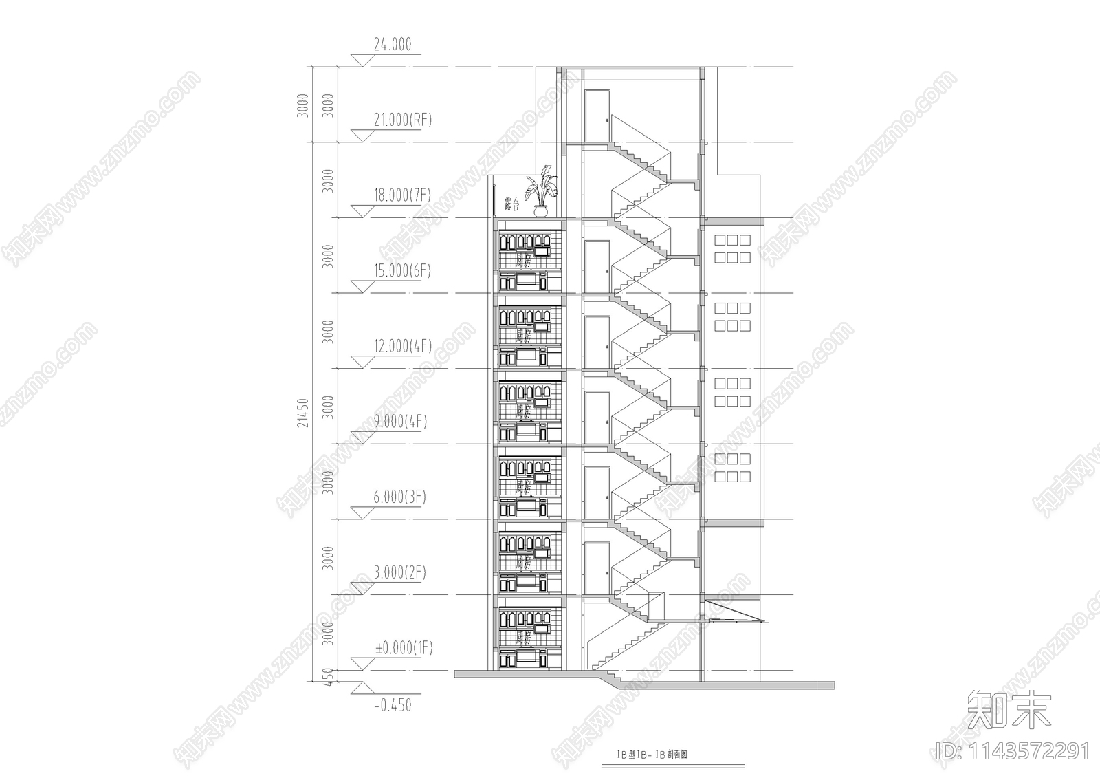 多层住宅建筑cad施工图下载【ID:1143572291】