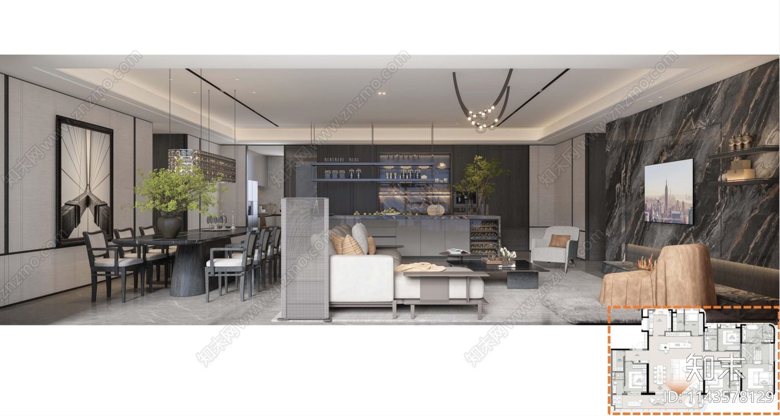 315m²现代风大平层样板间施工图下载【ID:1143578129】