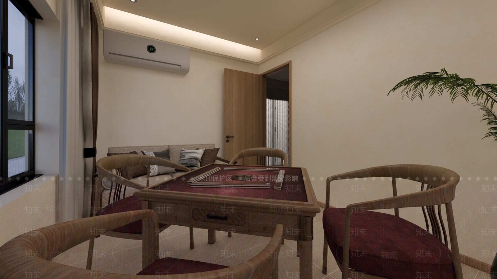 新中式棋牌室SU模型下载【ID:1143740107】