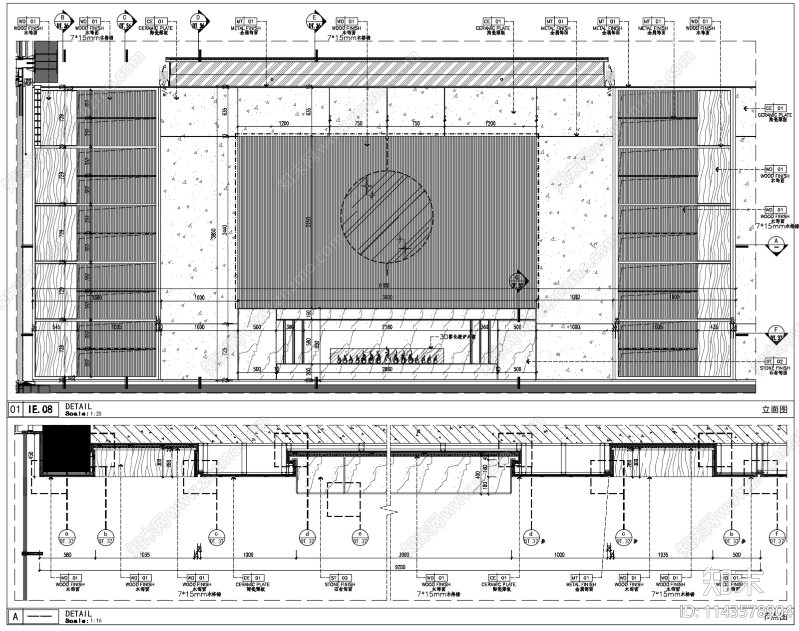 700m²杭州售楼处室内cad施工图下载【ID:1143578904】