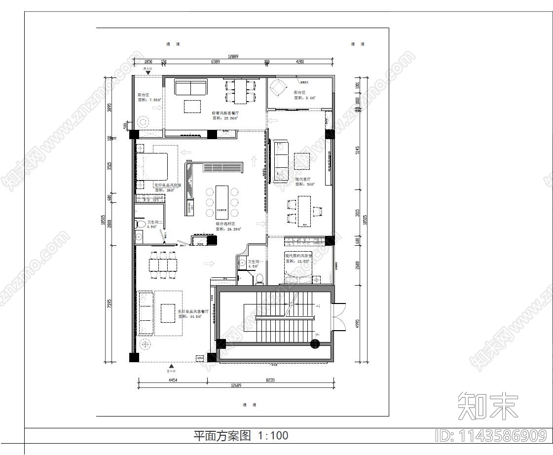 索菲亚定制家具展厅cad施工图下载【ID:1143586909】